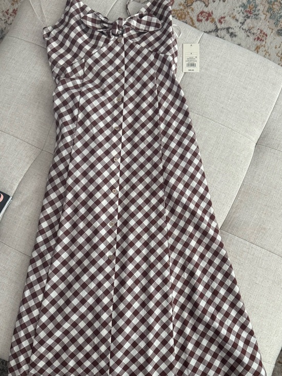 a new day Dresses & Skirts - a new day Brown and Cream Gingham Button-Front Midi Dress